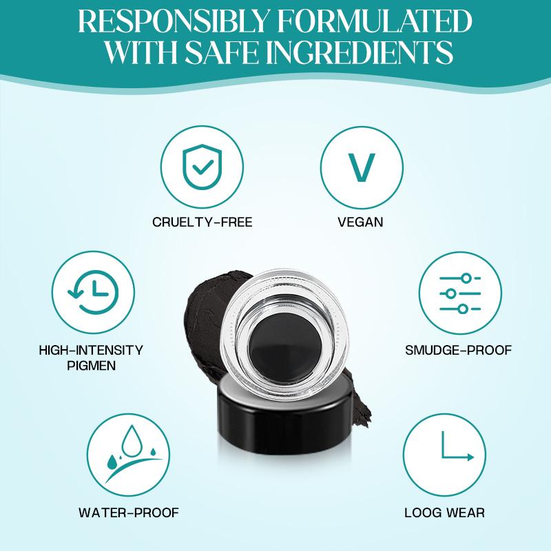 ANYHAS Eyeliner Applicator Kit, Eyeliner Guide With Eyeliner Cream Reusable Silicone Eye Liner Tool Waterproof Eyeliner Easy No-Skip Eyeliner Cosmetic Makeup