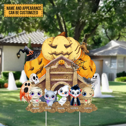 Pumpkin Head Cute Decor - Personalized Customized Yard Sign - Halloween Gift For Friend - Outdoor Decoration