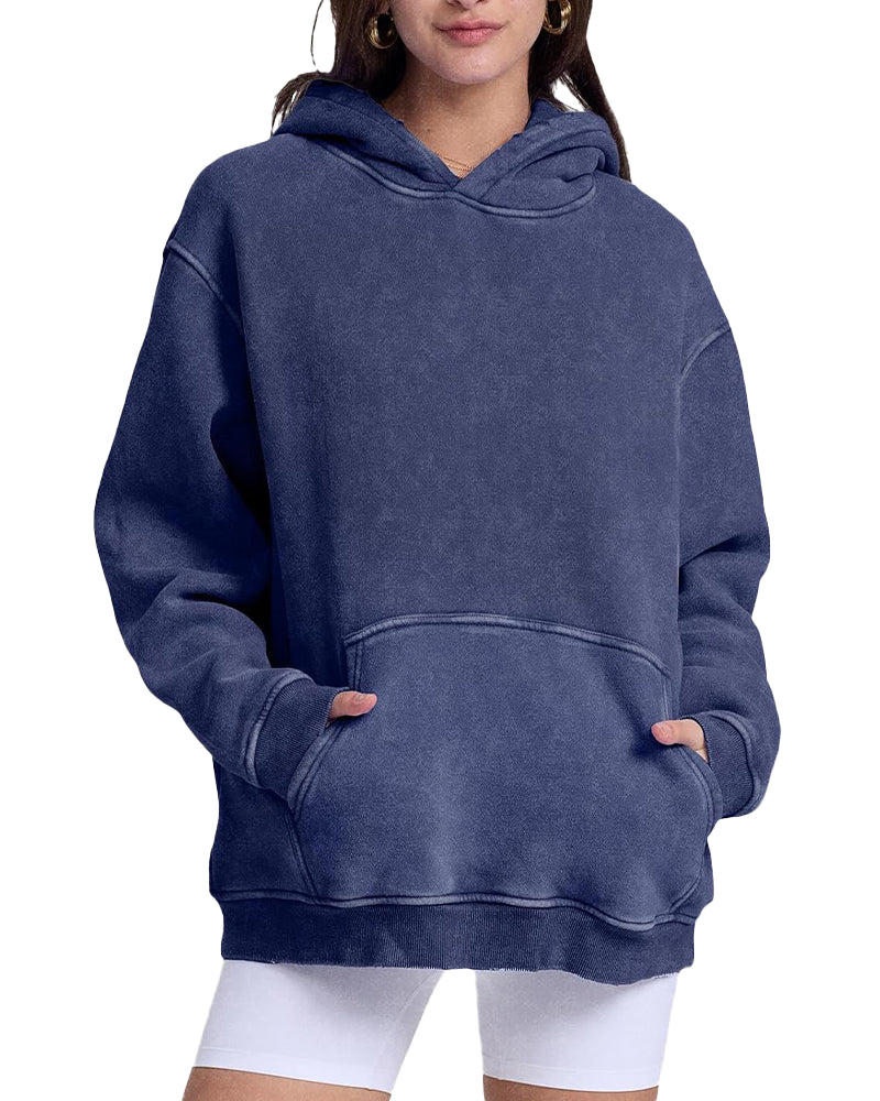 Oversized Unisex Acid Wash Hoodie Pullover