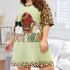 Cat Mom - Funny Gift For Cat Lovers, Pet Lovers - Personalized Women's Sleep Tee