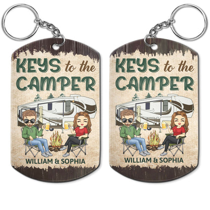 Keys To The Camper - Anniversary, Loving Gifts For Couples, Husband, Wife, Camping Lovers - Personalized Stainless Steel Keychain