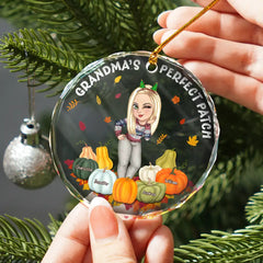 Grandma's Pumpkin Perfect Patch - Personalized Circle Glass Ornament