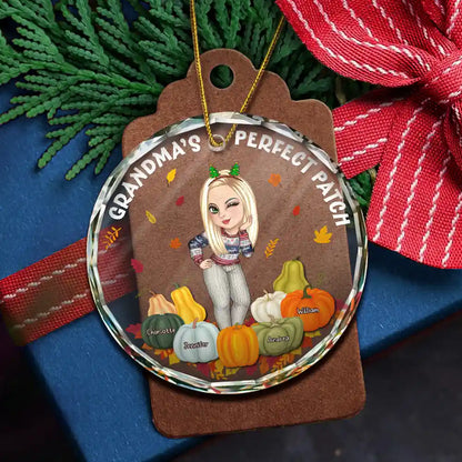Grandma's Pumpkin Perfect Patch - Personalized Circle Glass Ornament