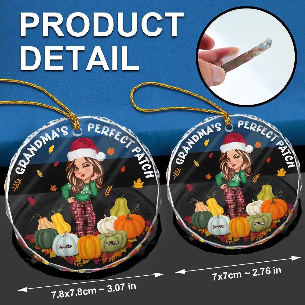 Grandma's Pumpkin Perfect Patch - Personalized Circle Glass Ornament