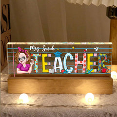 Best gift for Teachers, Personalized Teacher Acrylic Block LED Night Light