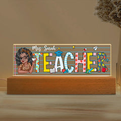 Best gift for Teachers, Personalized Teacher Acrylic Block LED Night Light