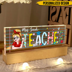 Best gift for Teachers, Personalized Teacher Acrylic Block LED Night Light