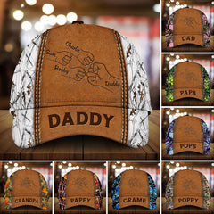 Grandpa Papa Daddy Fist Bump Fathers Day Family Personalized Cap