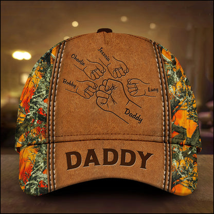Grandpa Papa Daddy Fist Bump Fathers Day Family Personalized Cap