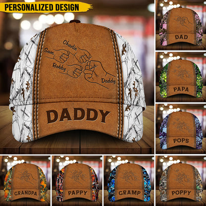 Grandpa Papa Daddy Fist Bump Fathers Day Family Personalized Cap