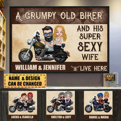 Affiche personnalisée personnalisée d’équitation de couple/idée de cadeau de toile pour le couple/motard