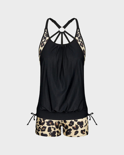 Flattering Three-Piece Tankini Swimsuit