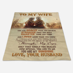 Gift For Wife Blanket, To My Wife You Are My Sunshine Fleece Blanket