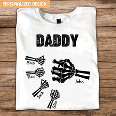 Bone Skelton Family Fist Bump for Dad Grandpa Halloween Skeleton Personalized White T-shirt and Hoodie