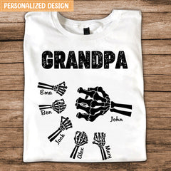 Bone Skelton Family Fist Bump for Dad Grandpa Halloween Skeleton Personalized White T-shirt and Hoodie