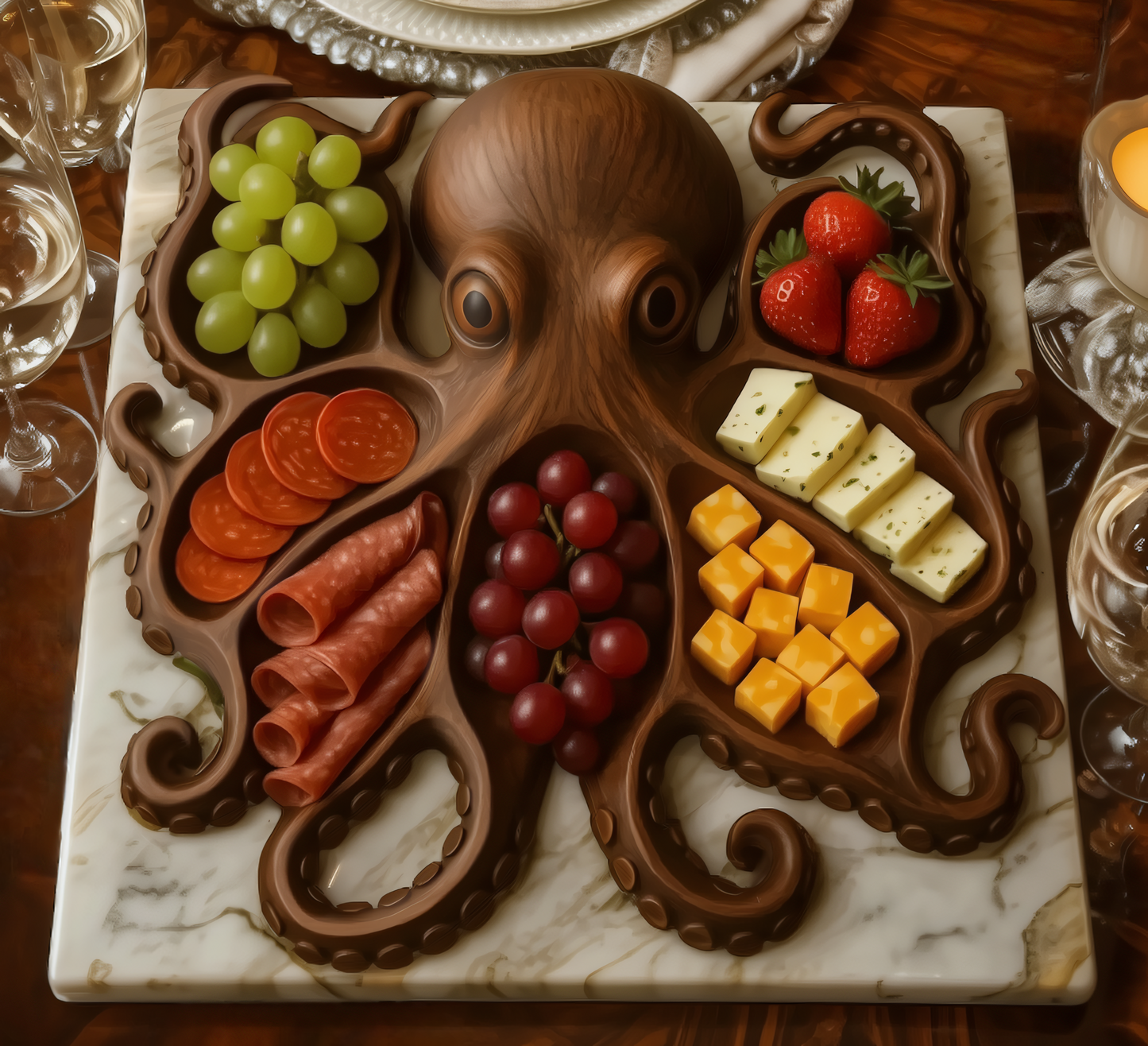 KrakenBoard™ - Rustic Octopus Charcuterie Platter