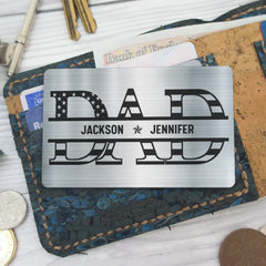 Dad We Love You With Kids Names - Personalized Aluminum Wallet Card