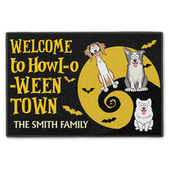 Welcome To Howl-o-ween Town - Halloween, Birthday, Home Decor, Funny Gift For Dog Lovers, Pet Owners - Personalized Doormat