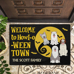 Welcome To Howl-o-ween Town - Halloween, Birthday, Home Decor, Funny Gift For Dog Lovers, Pet Owners - Personalized Doormat