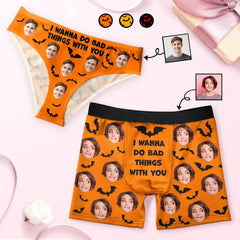 Custom Photo I Want To Do Couple Halloween - Personalized Couple Matching Underwear Briefs