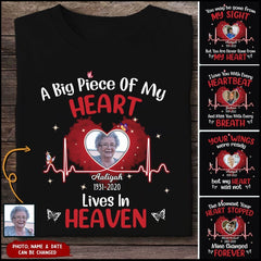 I love you with every heartbeat personalized memorial upload photo black T-shirt and hoodie