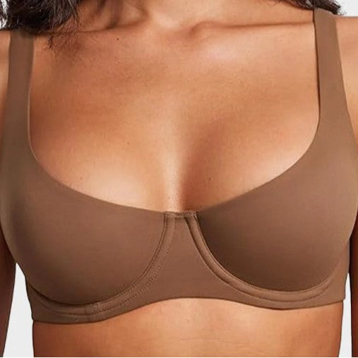 2-Piece Set💕Women's Unlined Balconette Bra Underwire Supportive Plus Size Smooth Scoop Neck no padded