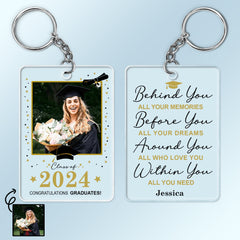 Custom Photo Behind You All Your Memories - Graduation Gift - Personalized Acrylic Keychain
