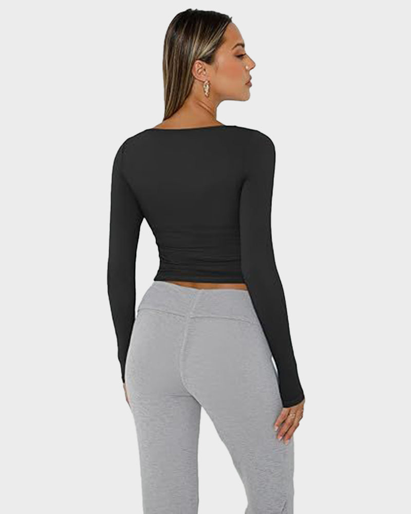 Slim-Fit Square-Neck Crop Top