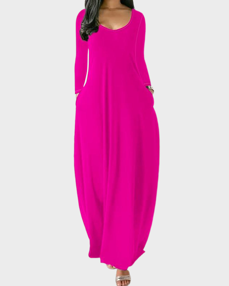 Solid Color Pocket Lounge Dress