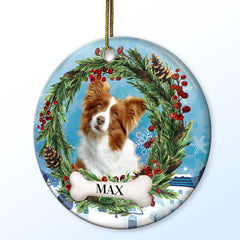 Custom Photo Lovely Pet Face - Christmas Gift For Pet Lovers, Pet Memorial - Personalized Circle Ceramic Ornament