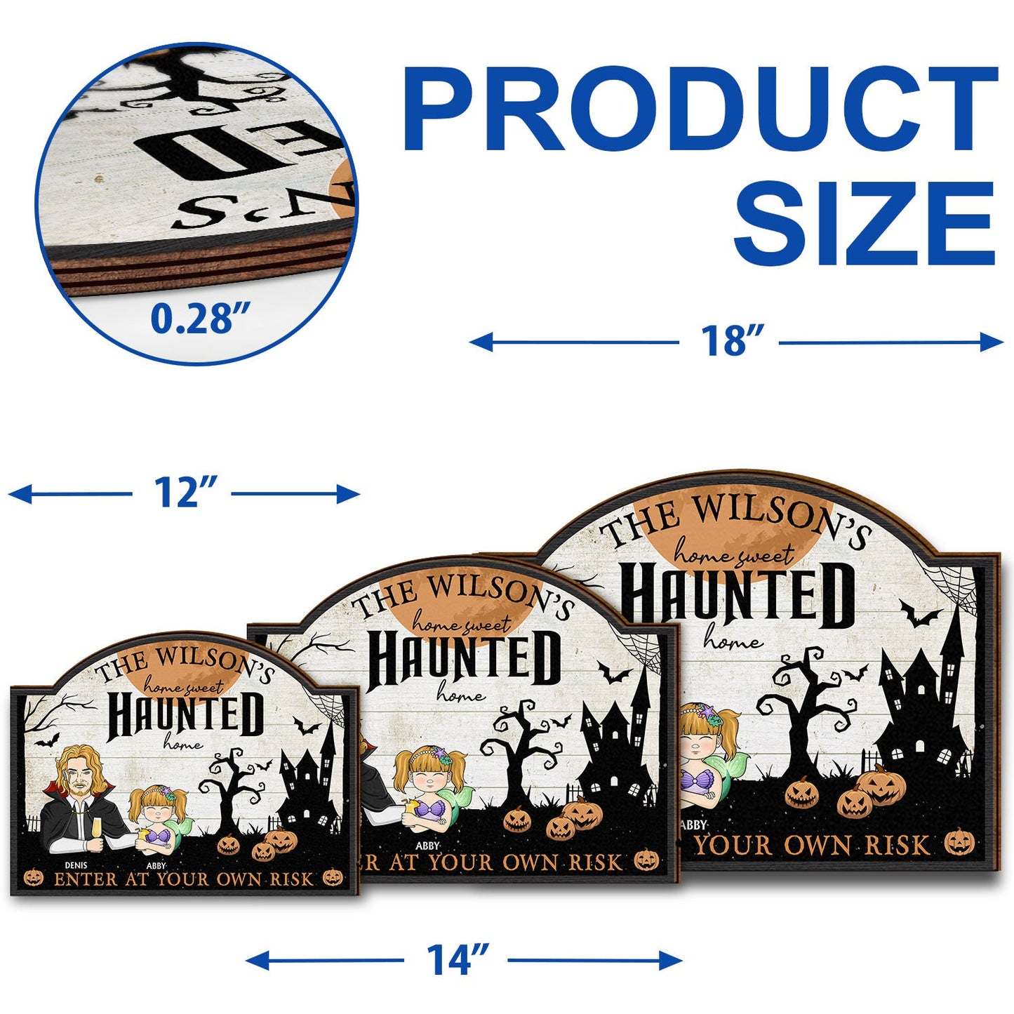 Home Haunted Home Enter At Your Own Risk - Halloween, Birthday, Home Warming, Funny Gift For Mom, Dad, Family - Personalized Custom Shaped Wood Sign