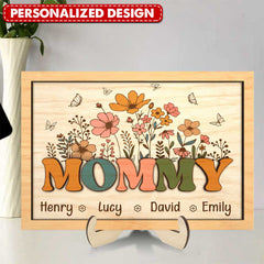 Flower Garden Mommy/ Grandma Personalized 2-layered Wooden Plaque