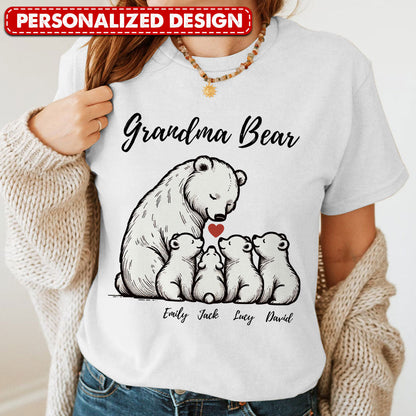 Grandma/ Mama Bear With Little Bear Kids Personalized T-shirt