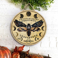 Witch Moth Ouija Board Custom Wood Circle Sign Halloween Decorations