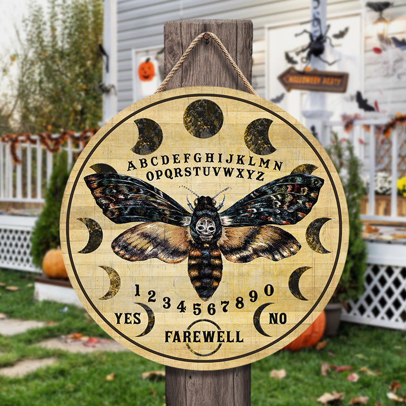 Witch Moth Ouija Board Custom Wood Circle Sign Halloween Decorations