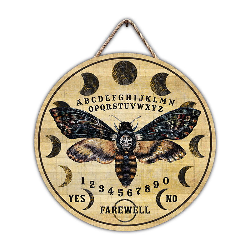 Witch Moth Ouija Board Custom Wood Circle Sign Halloween Decorations