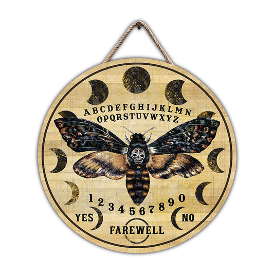 Witch Moth Ouija Board Custom Wood Circle Sign Halloween Decorations