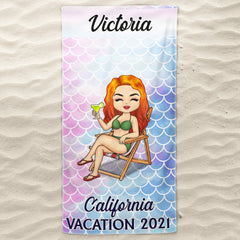 Vacation Beach Swimming Picnic Traveling - Birthday, Holiday, Funny Gift For Her, Him, Besties, Family - Personalized Custom Beach Towel