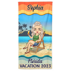 Vacation Beach Swimming Picnic Traveling - Birthday, Holiday, Funny Gift For Her, Him, Besties, Family - Personalized Custom Beach Towel