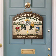 We're Drunks We Go Camping Friends & Family - Personalized Custom Shaped Wood Sign