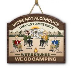 We're Drunks We Go Camping Friends & Family - Personalized Custom Shaped Wood Sign