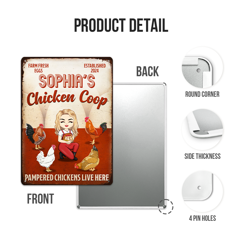 Pampered Chickens Live Here - Farm Chicken Sign - Personalized Custom Metal Signs