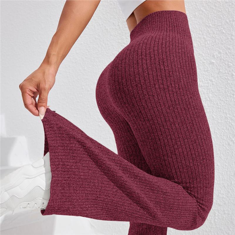 High Waisted Threaded Horn Yoga Pants, Hip Lifting Fitness Pants