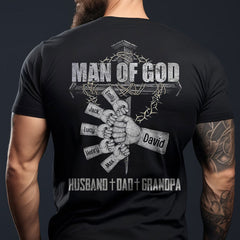 Man of God Fist Bump Fathers Day Gift for Daddy Grandpa Poppop Personalized