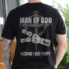 Man of God Fist Bump Fathers Day Gift for Daddy Grandpa Poppop Personalized