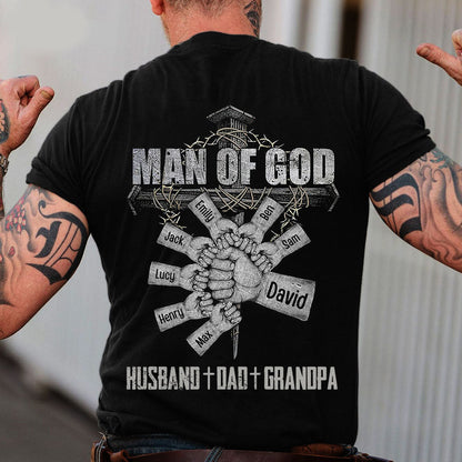 Man of God Fist Bump Fathers Day Gift for Daddy Grandpa Poppop Personalized