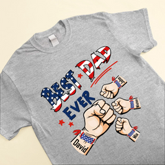 Best Dad Ever Hand To Hands American Flag Personalized T-shirt & Hoodie