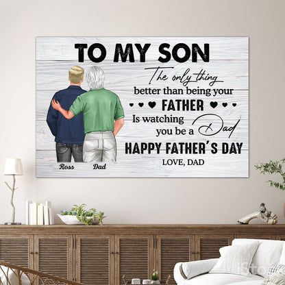 From Mom To Son Happy Father's Day Personalized Poster, Heartfelt Father's Day Gift For Son