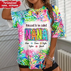 Grandma Nana Gigi Scribble Doodle Grandkids Personalized 3D T-shirt