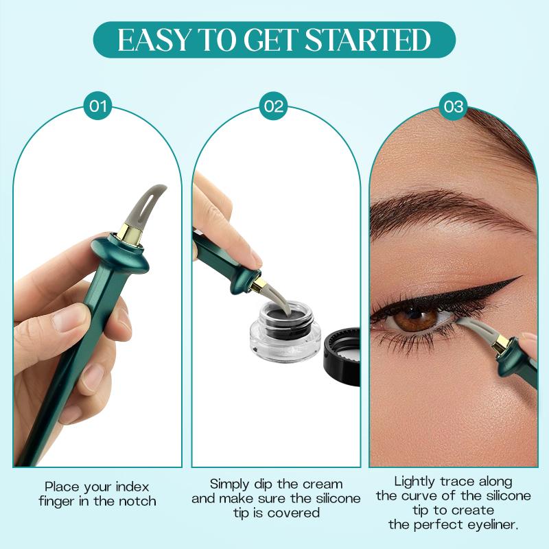 ANYHAS Eyeliner Applicator Kit, Eyeliner Guide With Eyeliner Cream Reusable Silicone Eye Liner Tool Waterproof Eyeliner Easy No-Skip Eyeliner Cosmetic Makeup